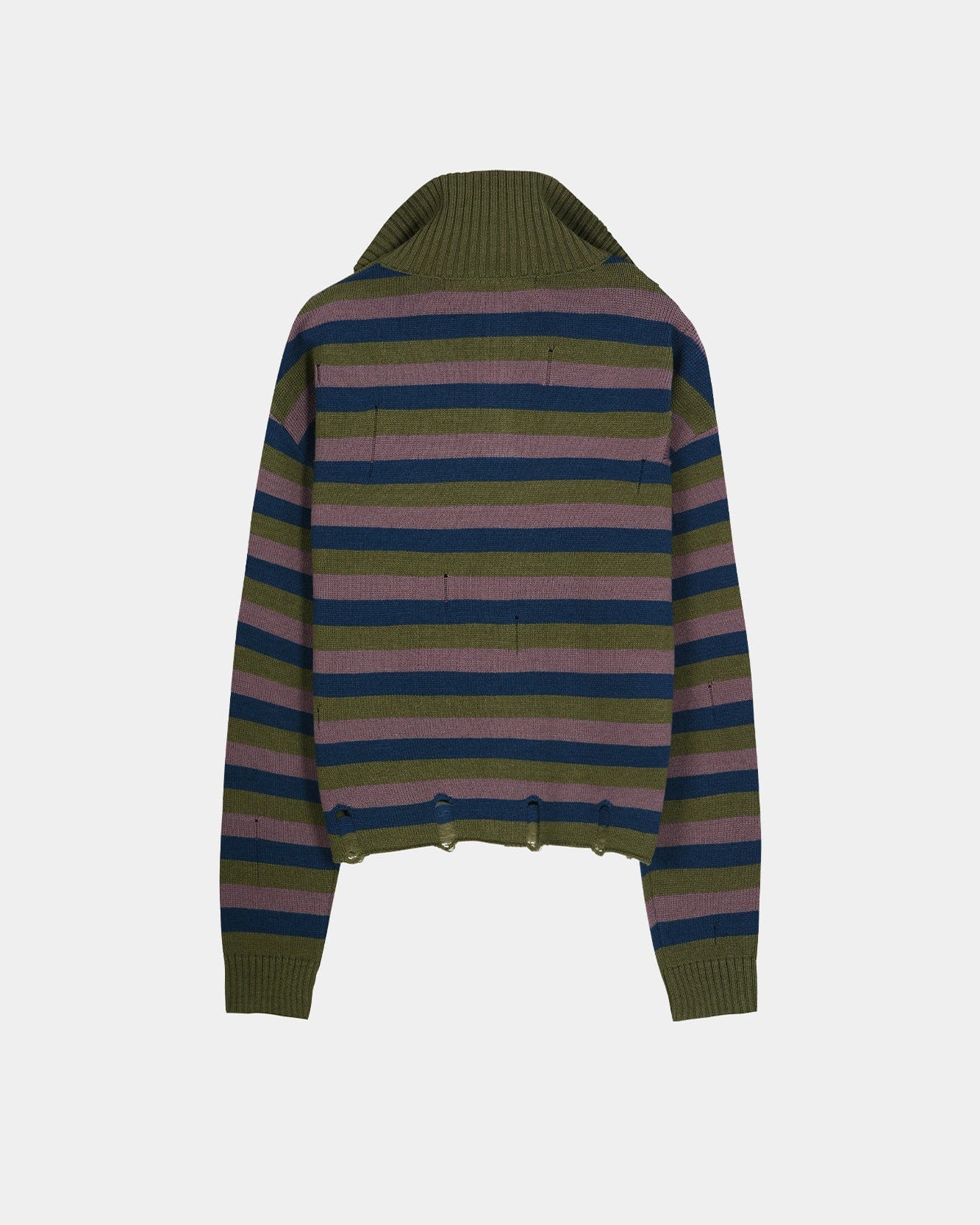 DOUBLE LAYERED STRIPE HALF ZIP-UP SWEATER atb1452m(BLUE/GREY