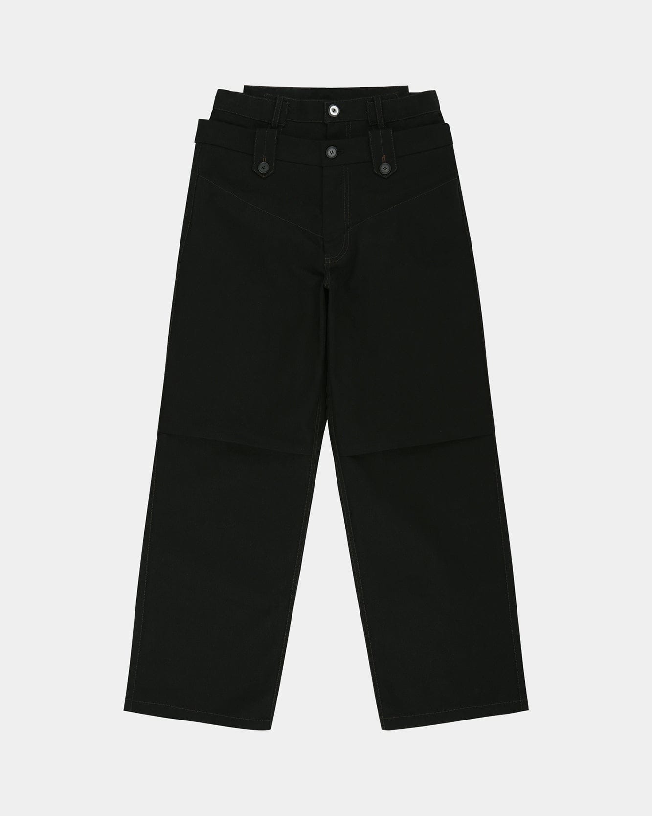RESTOCK] DOUBLE WAISTBAND WIDE-LEG TROUSERS apa872m(BLACK
