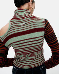기타 ELODIE MULTI STRIPE CUT-OUT TOP atb1356w(GREEN)