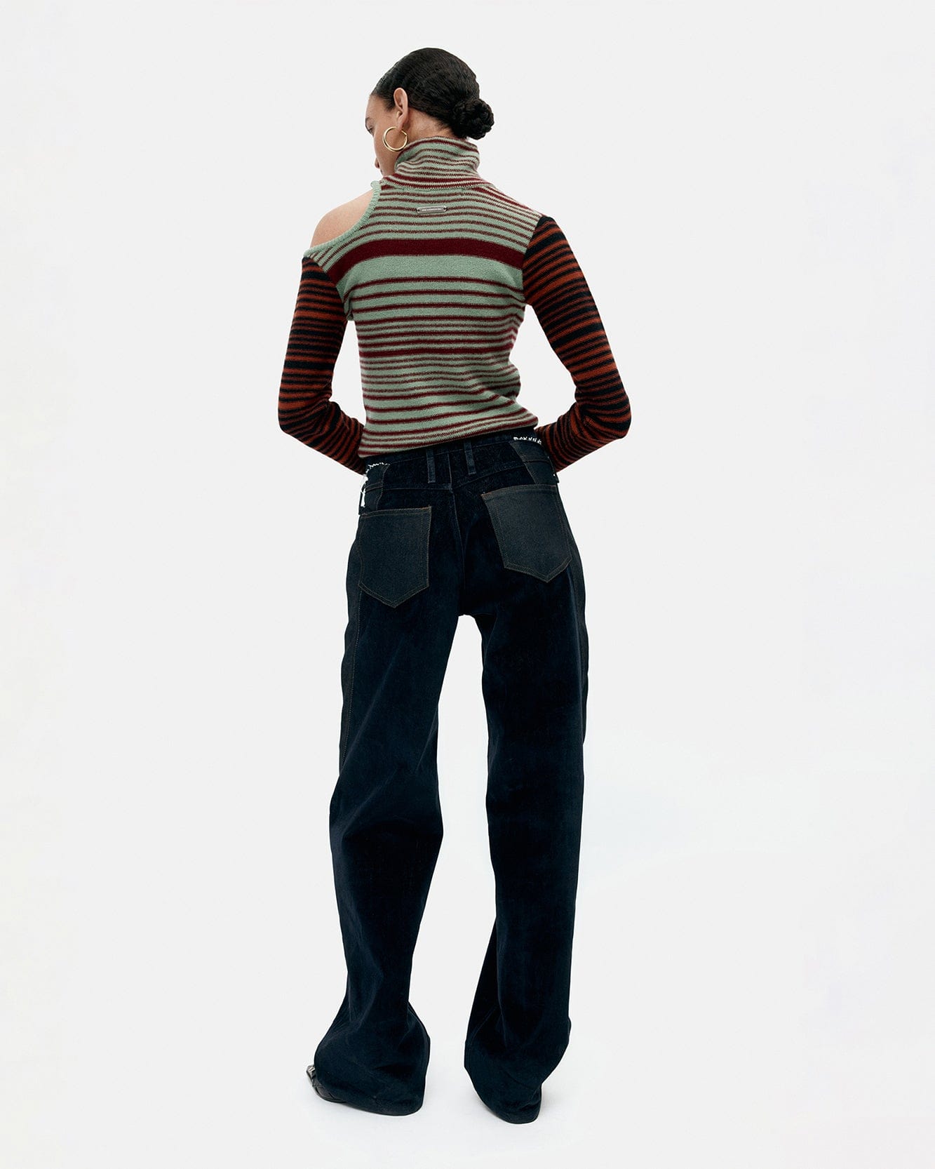 기타 ELODIE MULTI STRIPE CUT-OUT TOP atb1356w(GREEN)