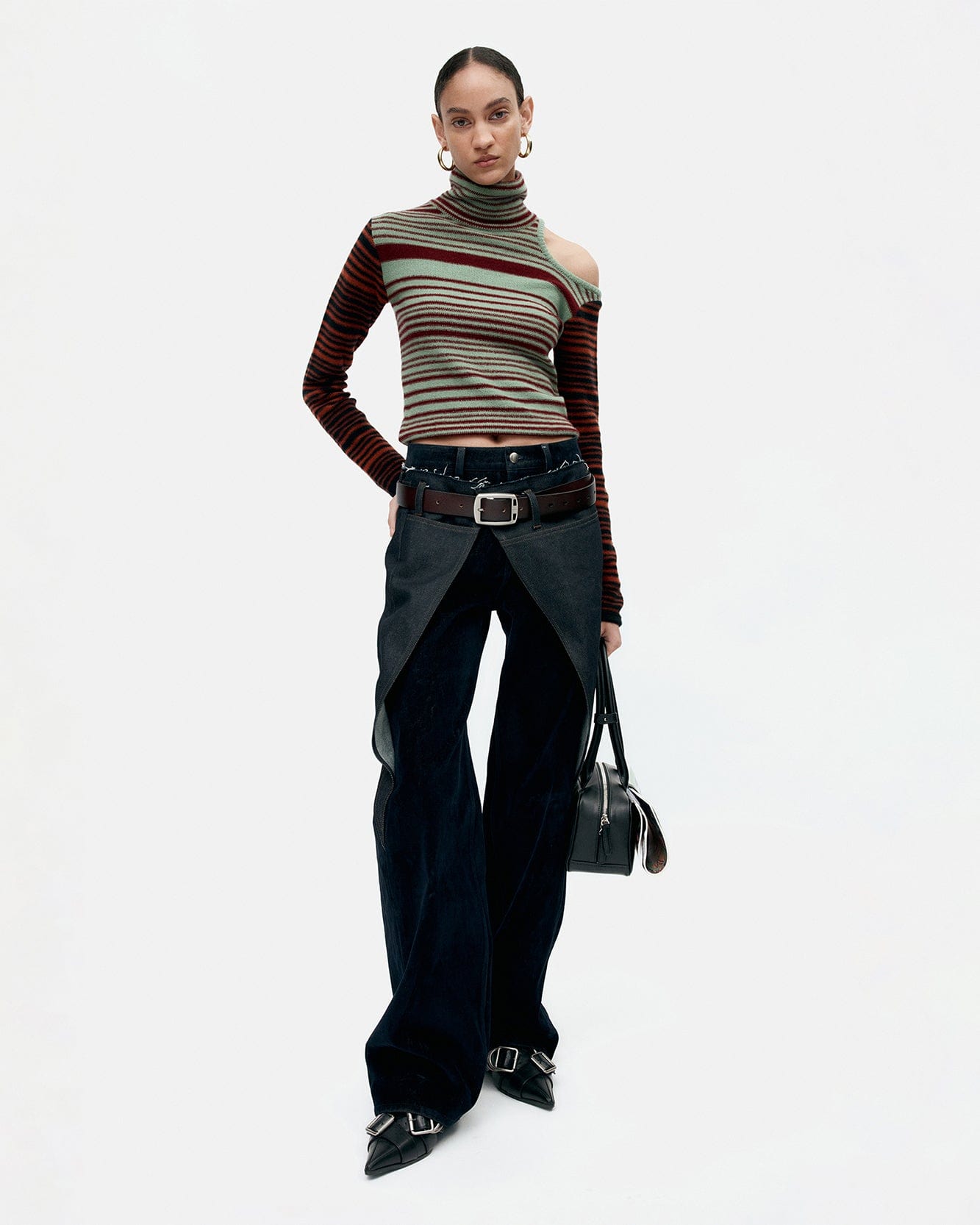 기타 ELODIE MULTI STRIPE CUT-OUT TOP atb1356w(GREEN)
