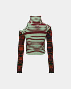 기타 ELODIE MULTI STRIPE CUT-OUT TOP atb1356w(GREEN)