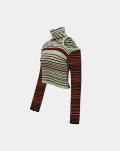 기타 ELODIE MULTI STRIPE CUT-OUT TOP atb1356w(GREEN)