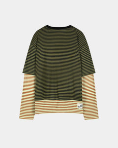 RESTOCK] (ESSENTIAL) HEART MESSAGE STRIPE LAYERED L/S T-SHIRT