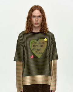 RESTOCK] (ESSENTIAL) HEART MESSAGE STRIPE LAYERED L/S T-SHIRT