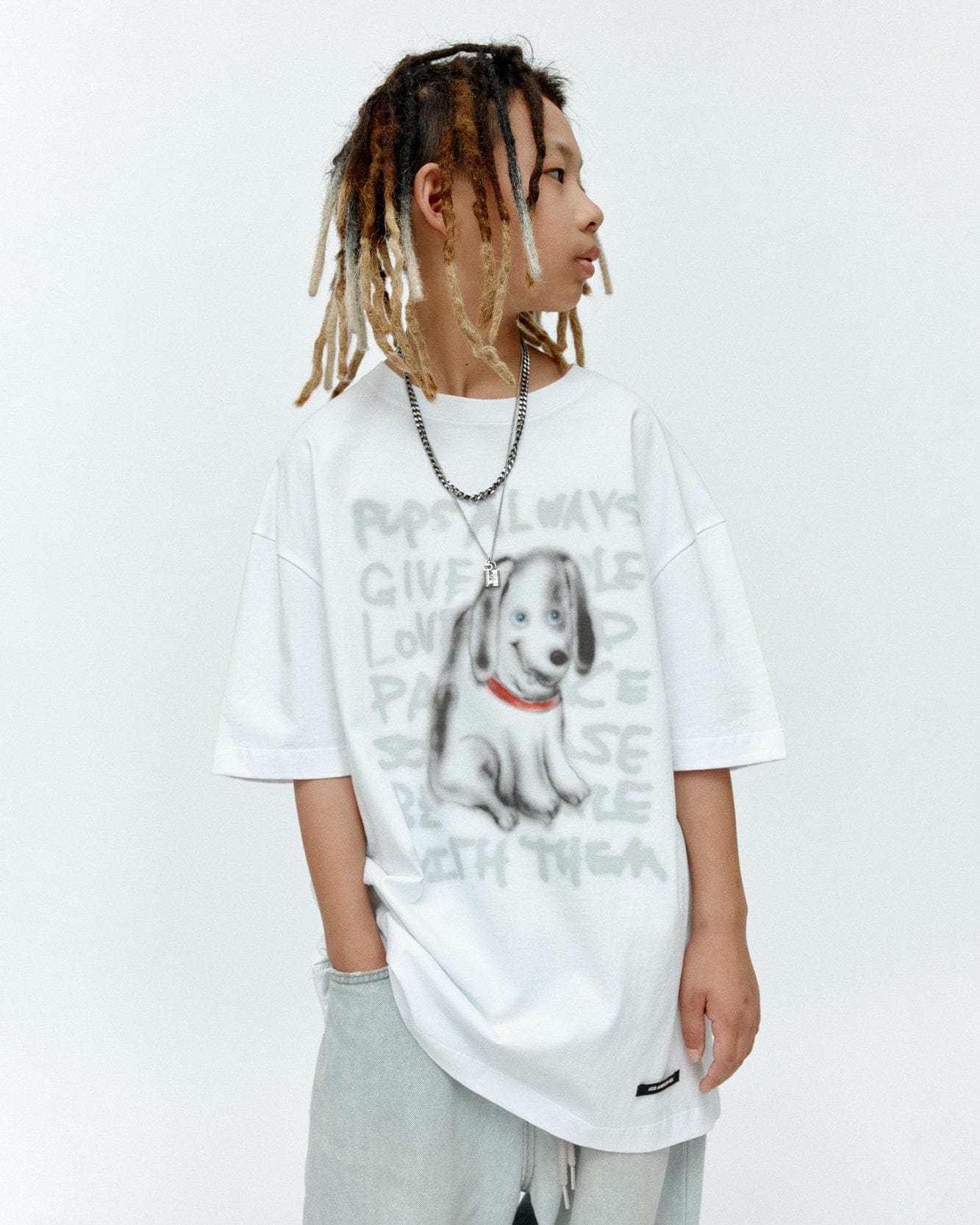 기타 (ESSENTIAL) UNISEX PUPPY T-SHIRT atb1409u(WHITE)