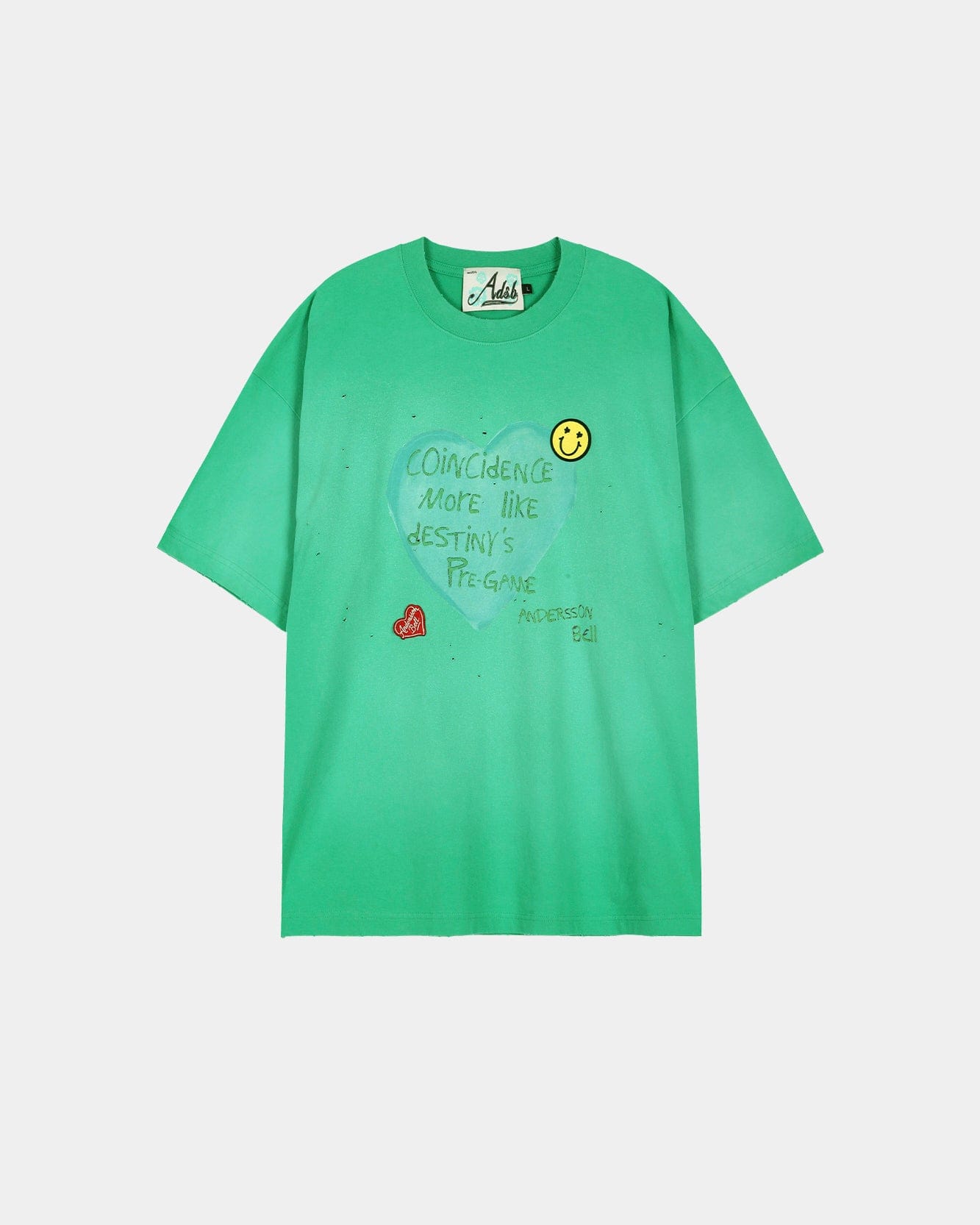 ESSENTIAL) UNISEX SPRAY WASHED HEART MESSAGE T-SHIRT atb1432u
