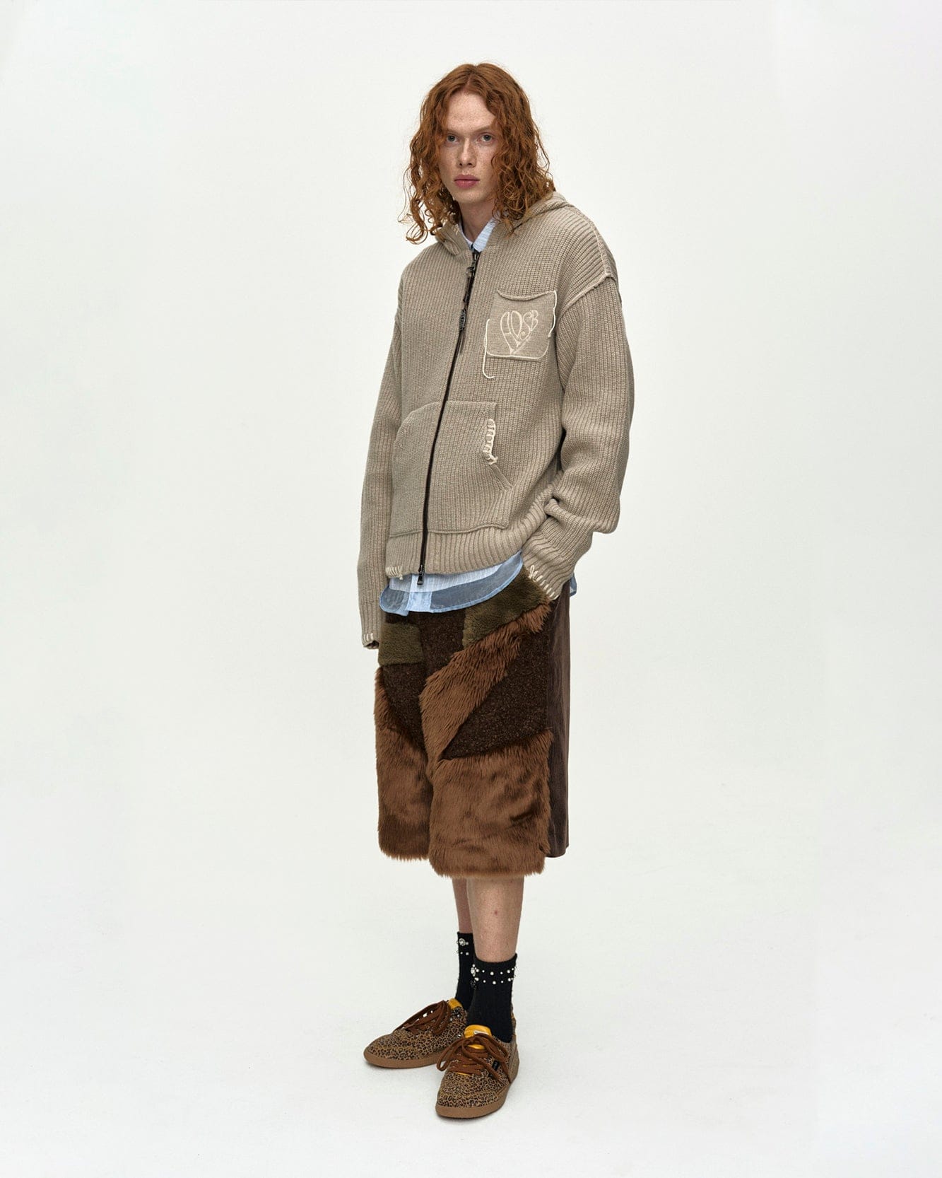 FAUX FUR PATCHWORK SHORTS apa870m(BROWN) – Andersson Bell