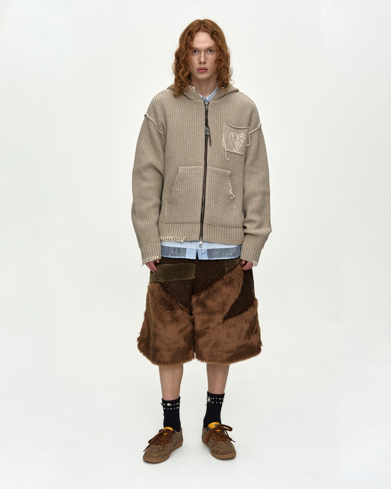 FAUX FUR PATCHWORK SHORTS apa870m(BROWN) – Andersson Bell