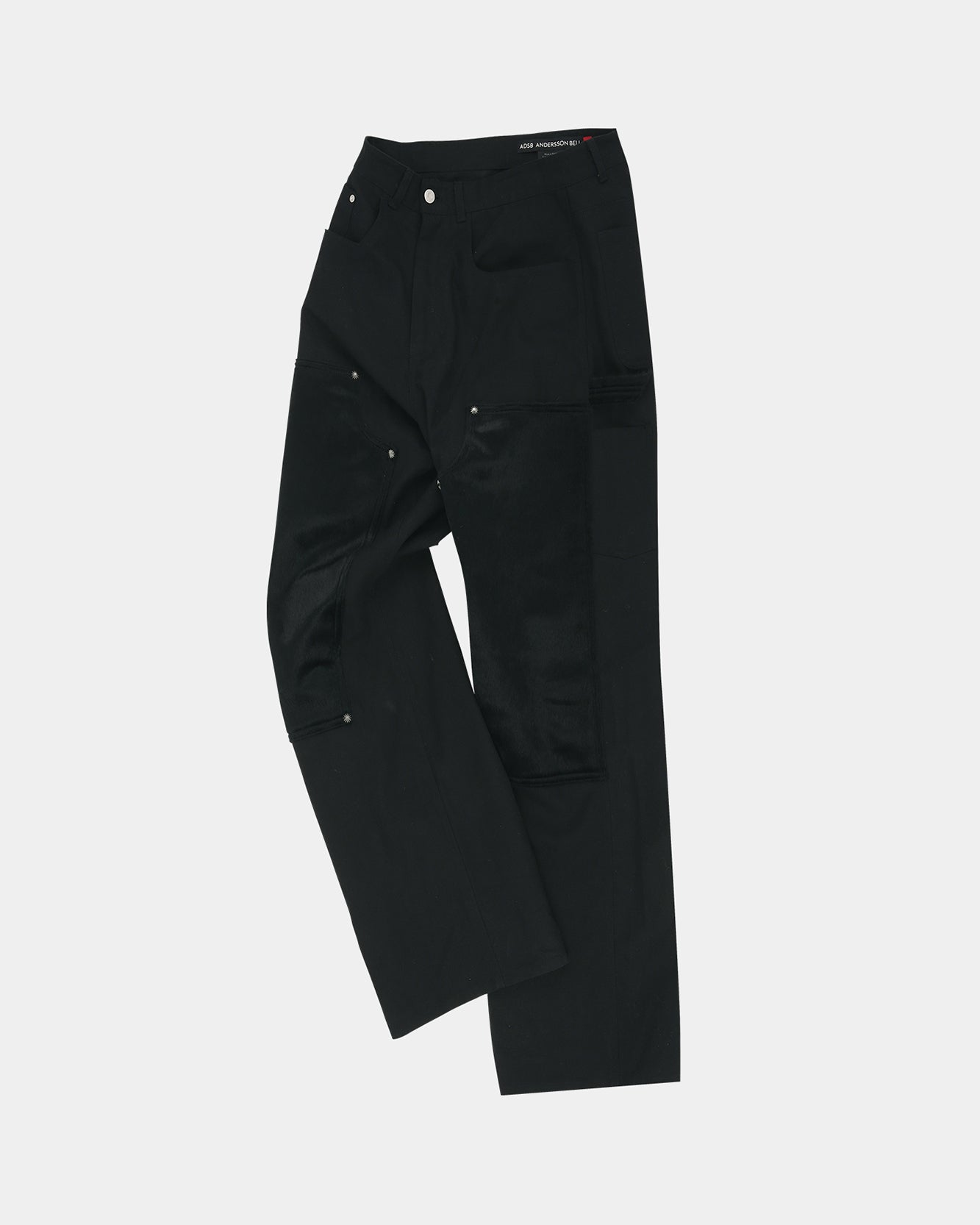 기타 FAUX PONY HAIR LEATHER CARPENTER WIDE-LEG JEANS apa855m(BLACK)