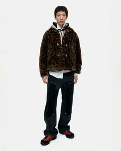기타 FAUX PONY HAIR LEATHER CARPENTER WIDE-LEG JEANS apa855m(BLACK)