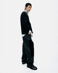 기타 FAUX PONY HAIR LEATHER CARPENTER WIDE-LEG JEANS apa855m(BLACK)