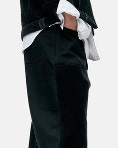 기타 FAUX PONY HAIR LEATHER CARPENTER WIDE-LEG JEANS apa855m(BLACK)