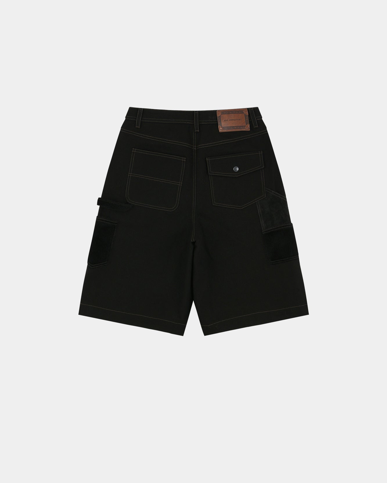 FAUX PONY PATCHWORK CARPENTER SHORTS apa867m(BLACK) – Andersson Bell