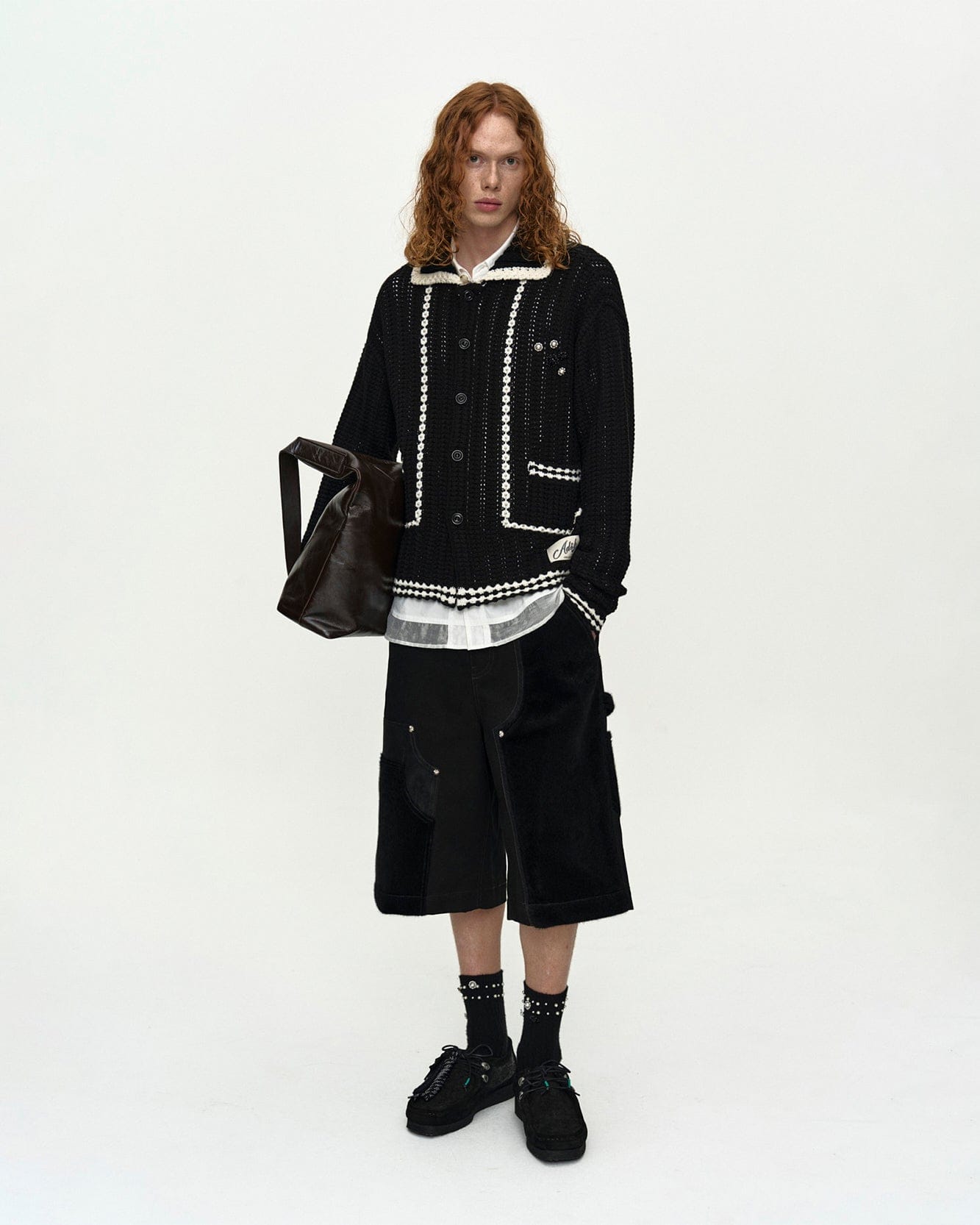 FAUX PONY PATCHWORK CARPENTER SHORTS apa867m(BLACK) – Andersson Bell