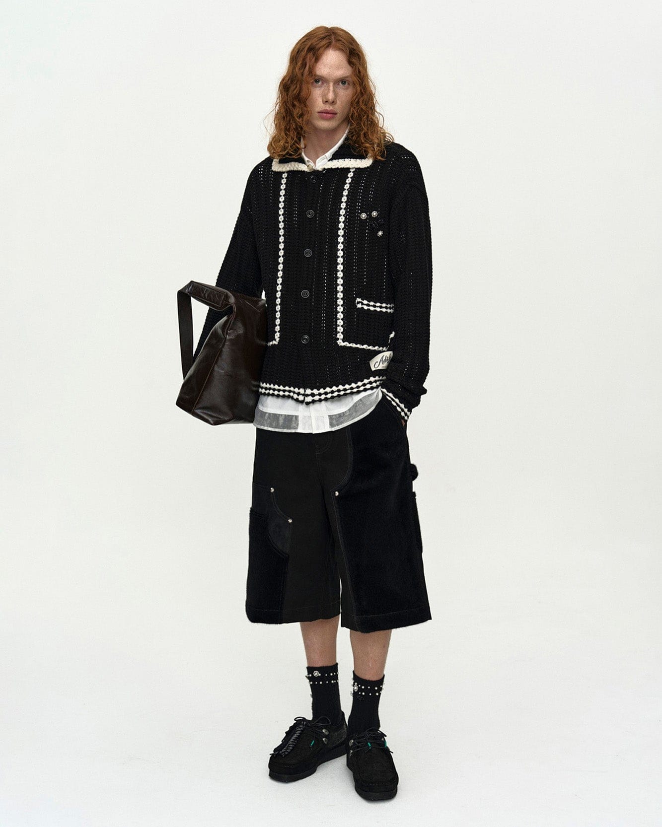 パンツ ANDERSSON BELL FAUX PONY SHORTS 32 RESTOCK] FAUX PONY PATCHWORK CARPENTER SHORTS apa867m(BLACK