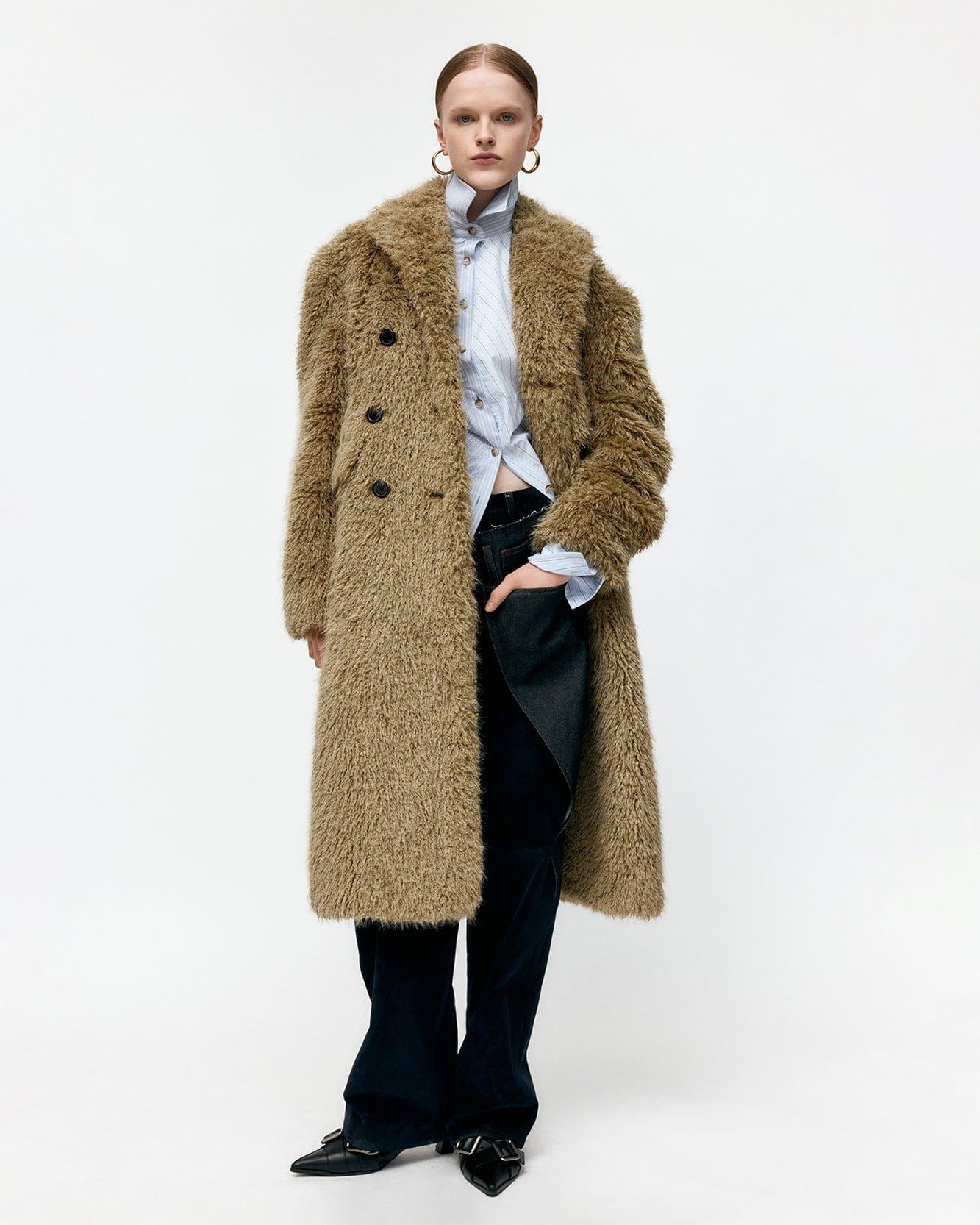 기타 FIELDS FUR BUTTONS COAT awa727w(KHAKI)