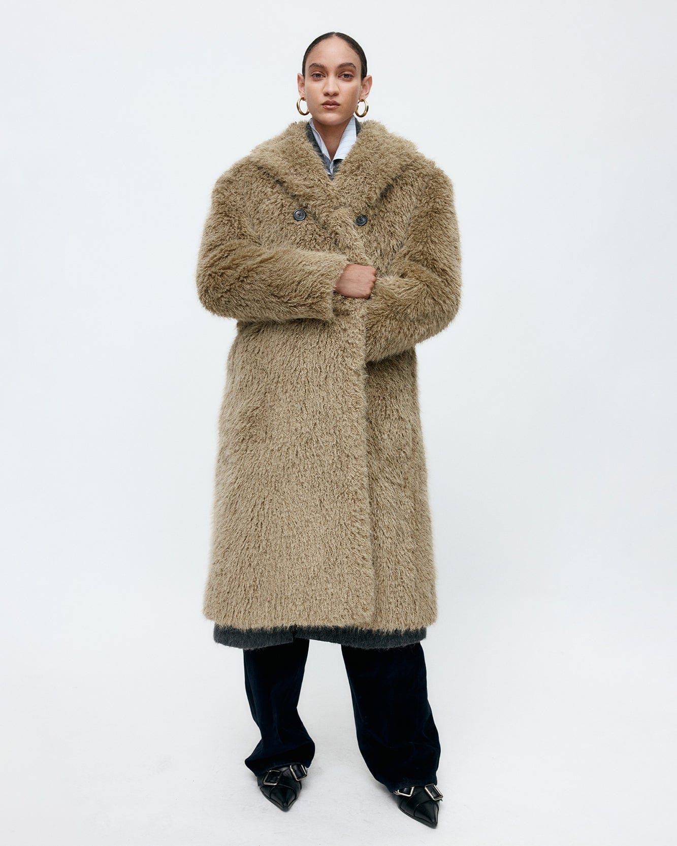 기타 FIELDS FUR BUTTONS COAT awa727w(KHAKI)