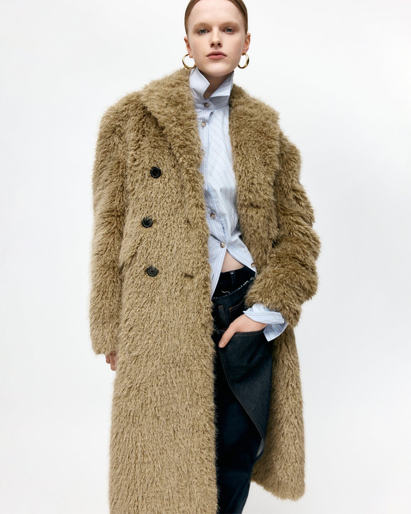 기타 FIELDS FUR BUTTONS COAT awa727w(KHAKI)