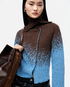 기타 FLOW JAQUARD SHORT CARDIGAN atb1358w(BLUE/BROWN)