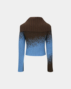 기타 FLOW JAQUARD SHORT CARDIGAN atb1358w(BLUE/BROWN)