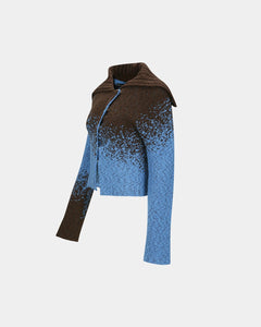 기타 FLOW JAQUARD SHORT CARDIGAN atb1358w(BLUE/BROWN)