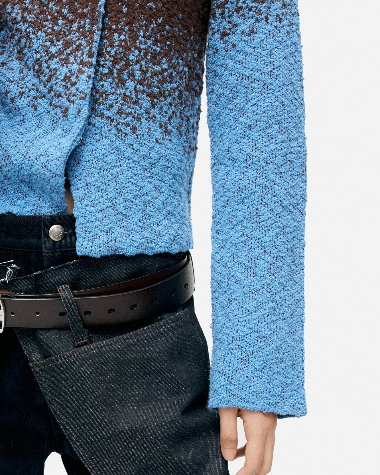 기타 FLOW JAQUARD SHORT CARDIGAN atb1358w(BLUE/BROWN)