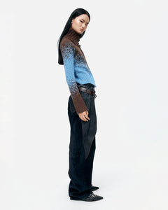 기타 FLOW JAQUARD SHORT CARDIGAN atb1358w(BLUE/BROWN)
