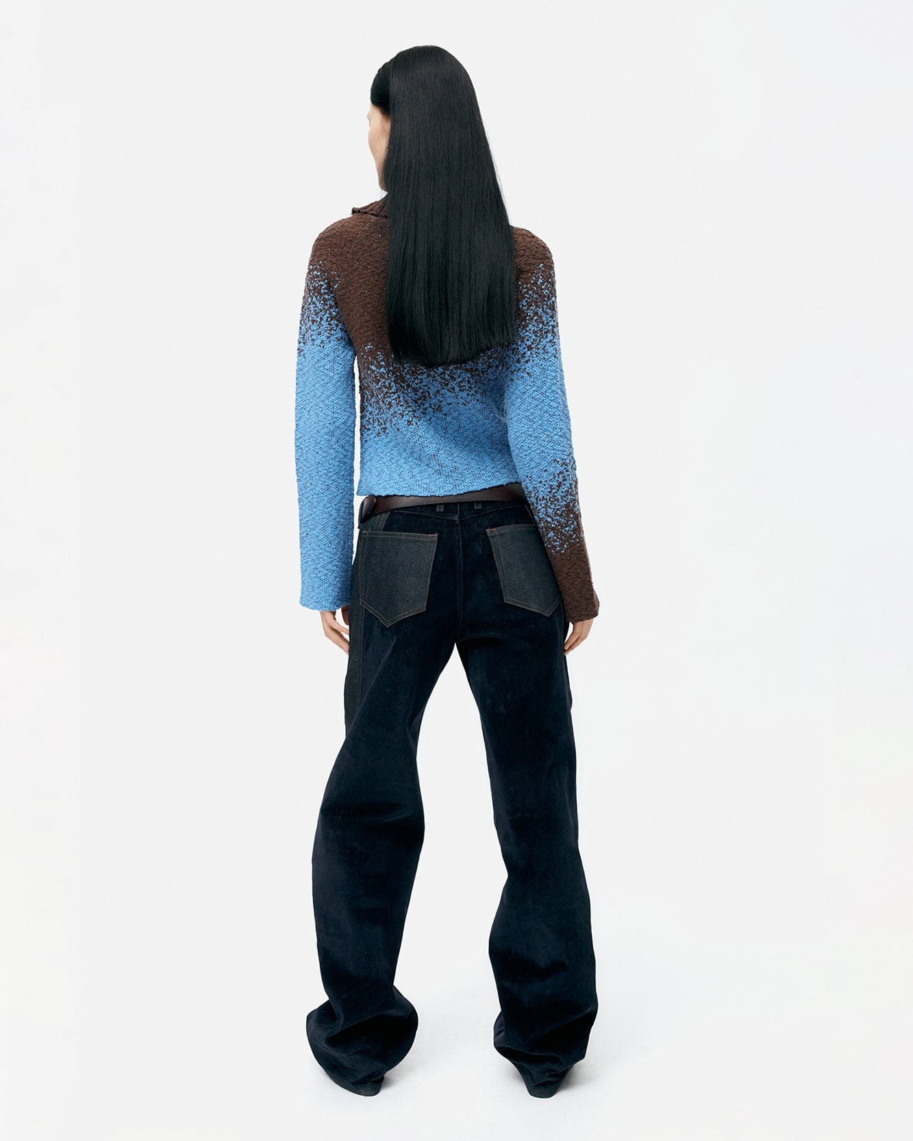 기타 FLOW JAQUARD SHORT CARDIGAN atb1358w(BLUE/BROWN)