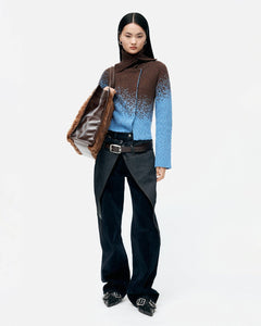 기타 FLOW JAQUARD SHORT CARDIGAN atb1358w(BLUE/BROWN)