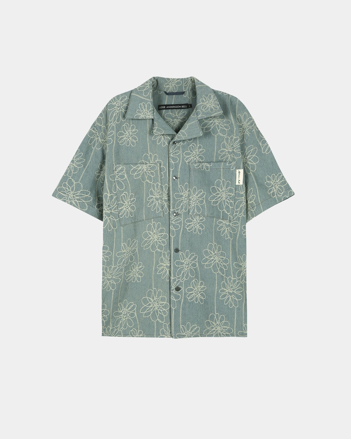 FLOWER EMBROIDERY OPEN COLLAR SHIRT atb1446m(BLUE) – Andersson Bell