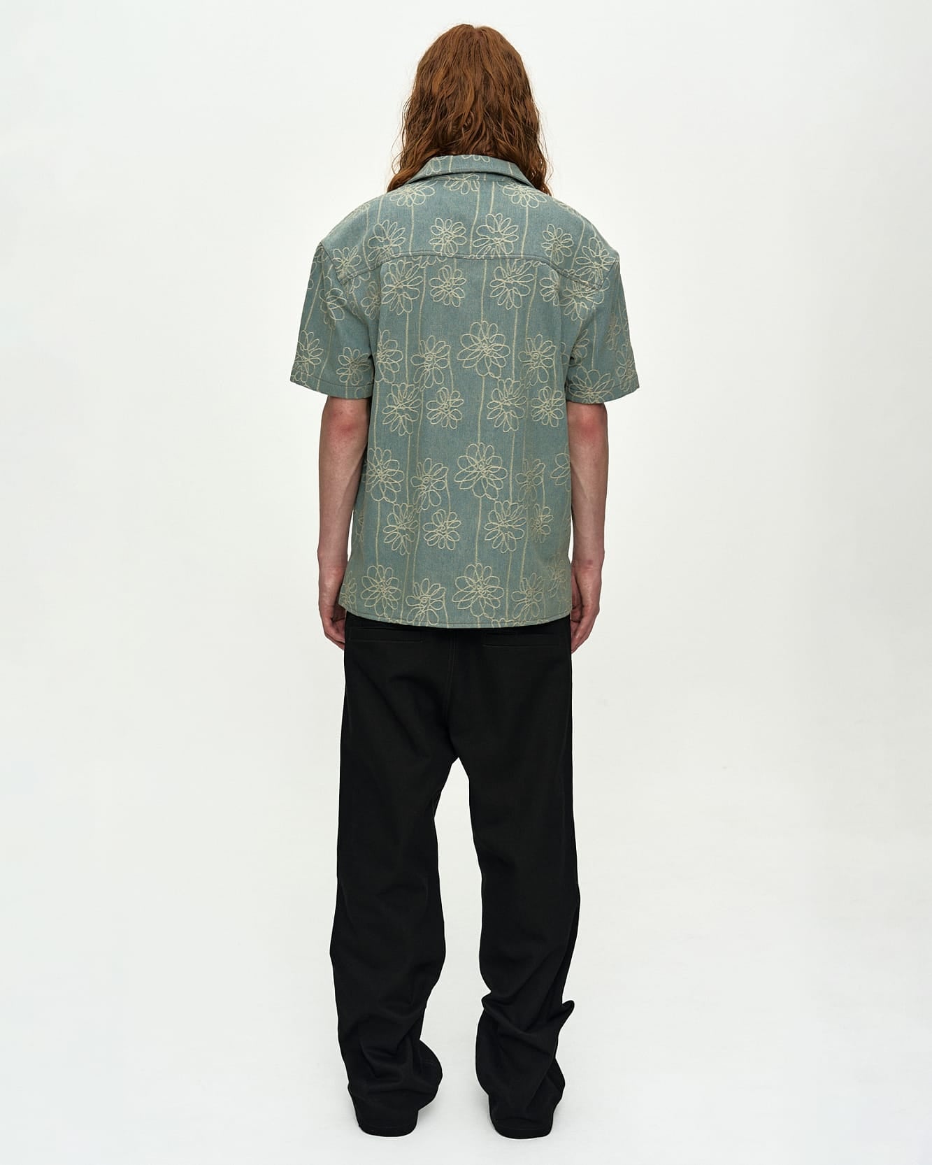 FLOWER EMBROIDERY OPEN COLLAR SHIRT atb1446m(BLUE) – Andersson Bell