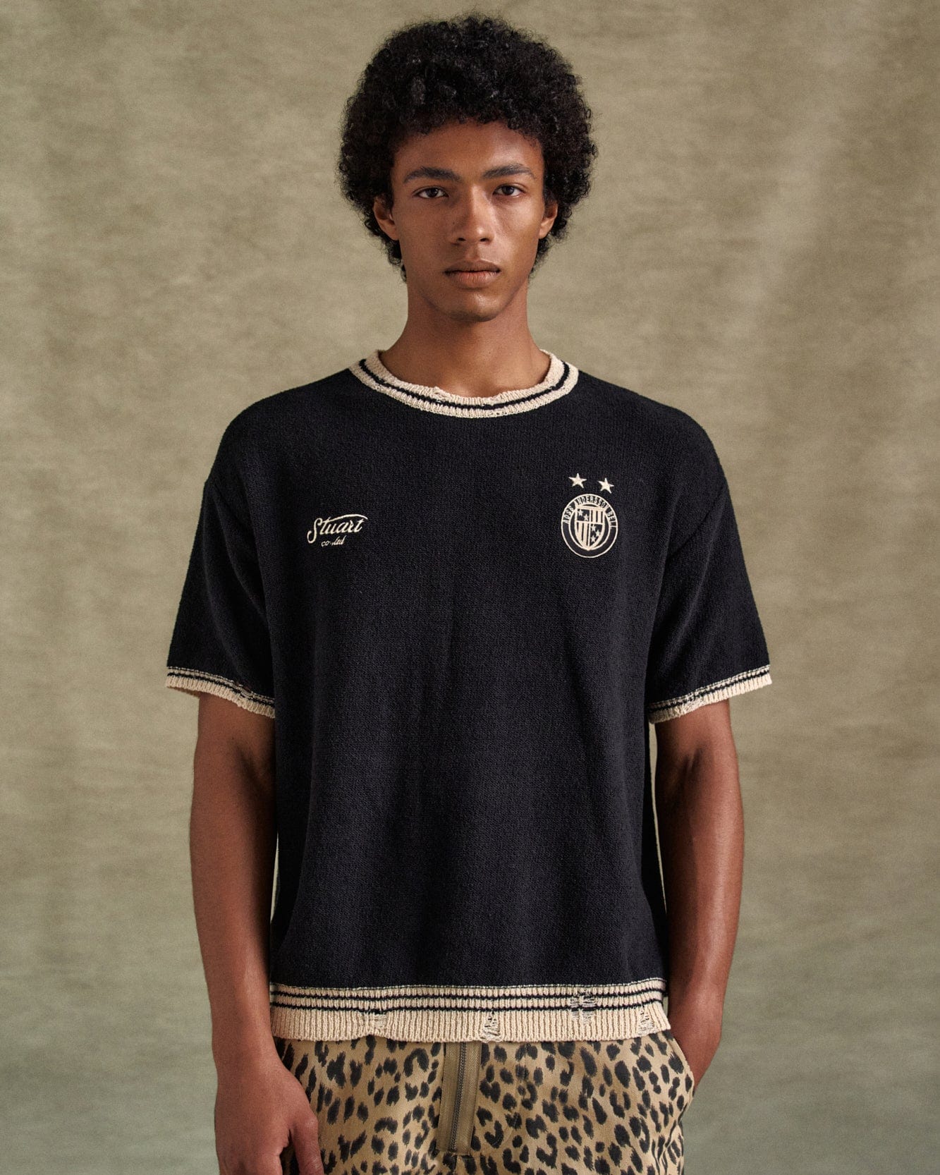 기타 FOOTBALL SHORT SLEEVE SWEATER atb1285m(BLACK)