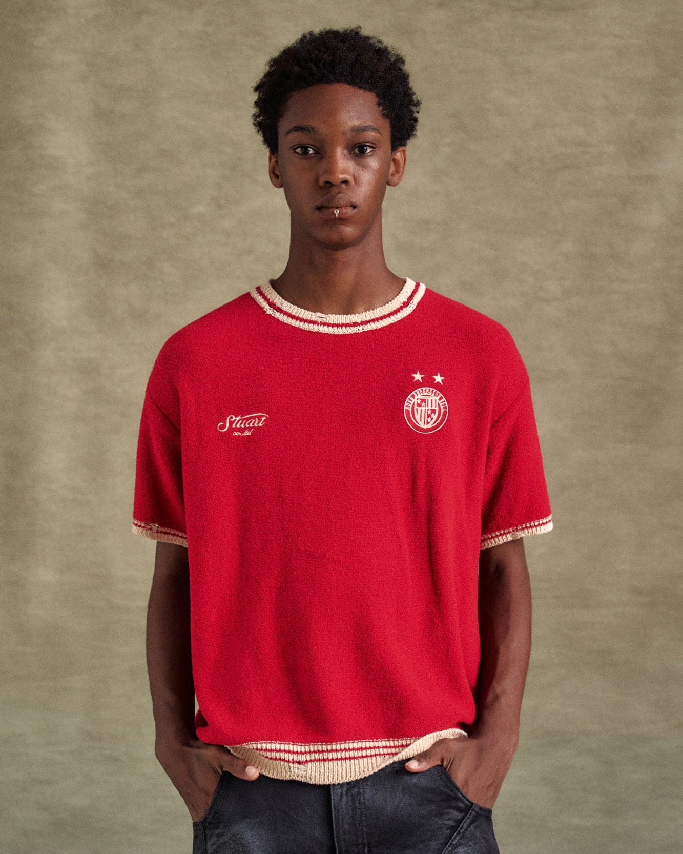 기타 FOOTBALL SHORT SLEEVE SWEATER atb1285m(RED)
