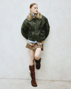 기타 FUR COLLAR MA-1 BOMBER awa737u(KHAKI)