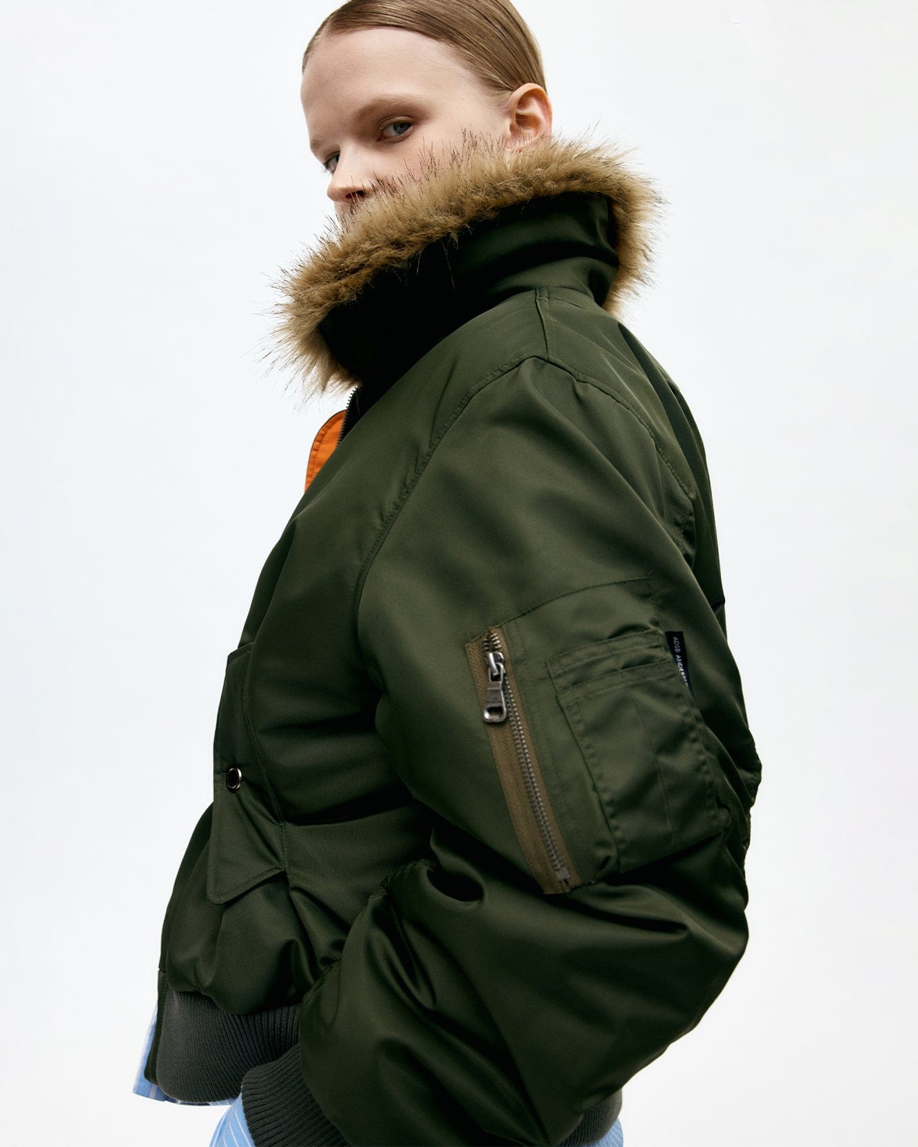 기타 FUR COLLAR MA-1 BOMBER awa737u(KHAKI)