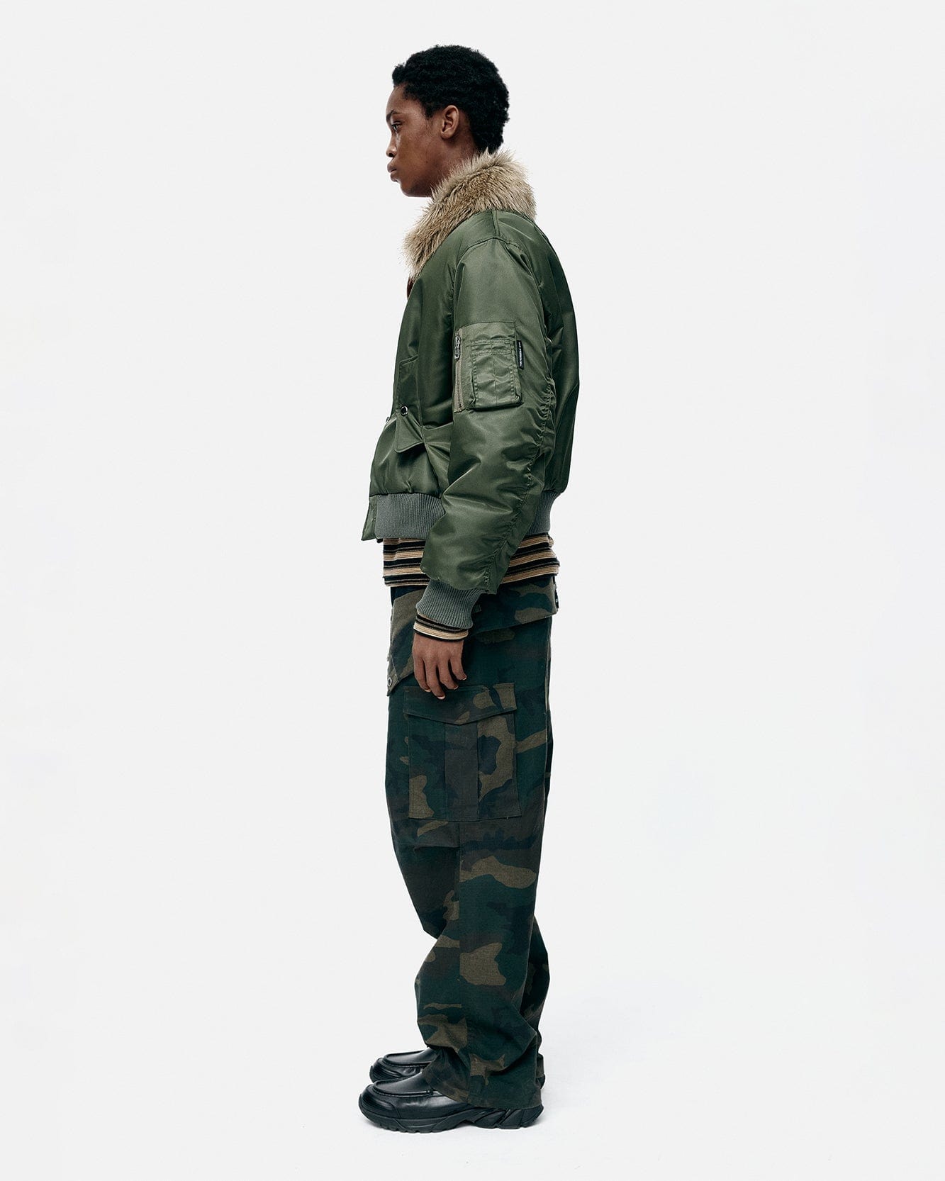 기타 FUR COLLAR MA-1 BOMBER awa737u(KHAKI)