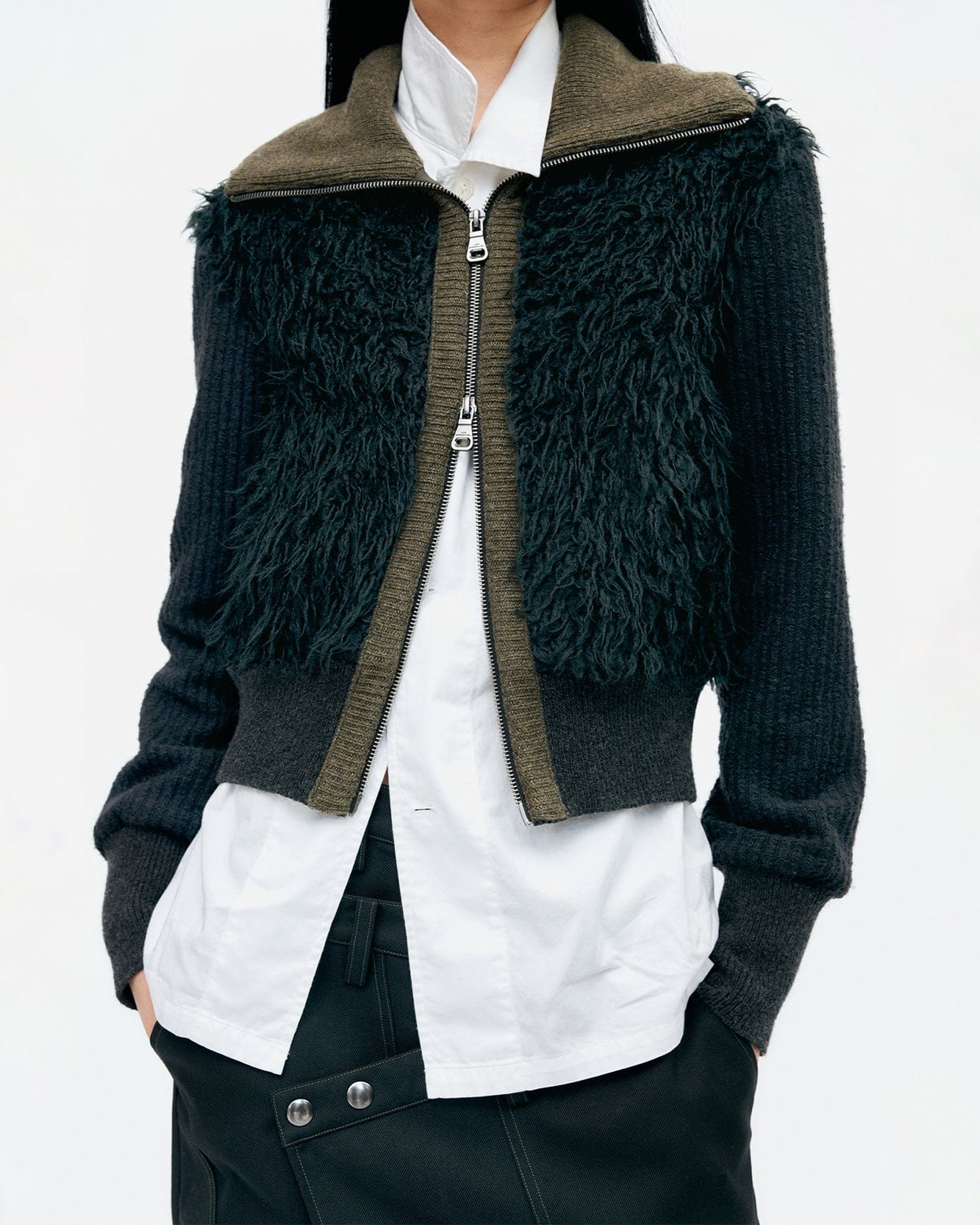 기타 FUR COMBO KNIT TOP atb1393w(BLACK)