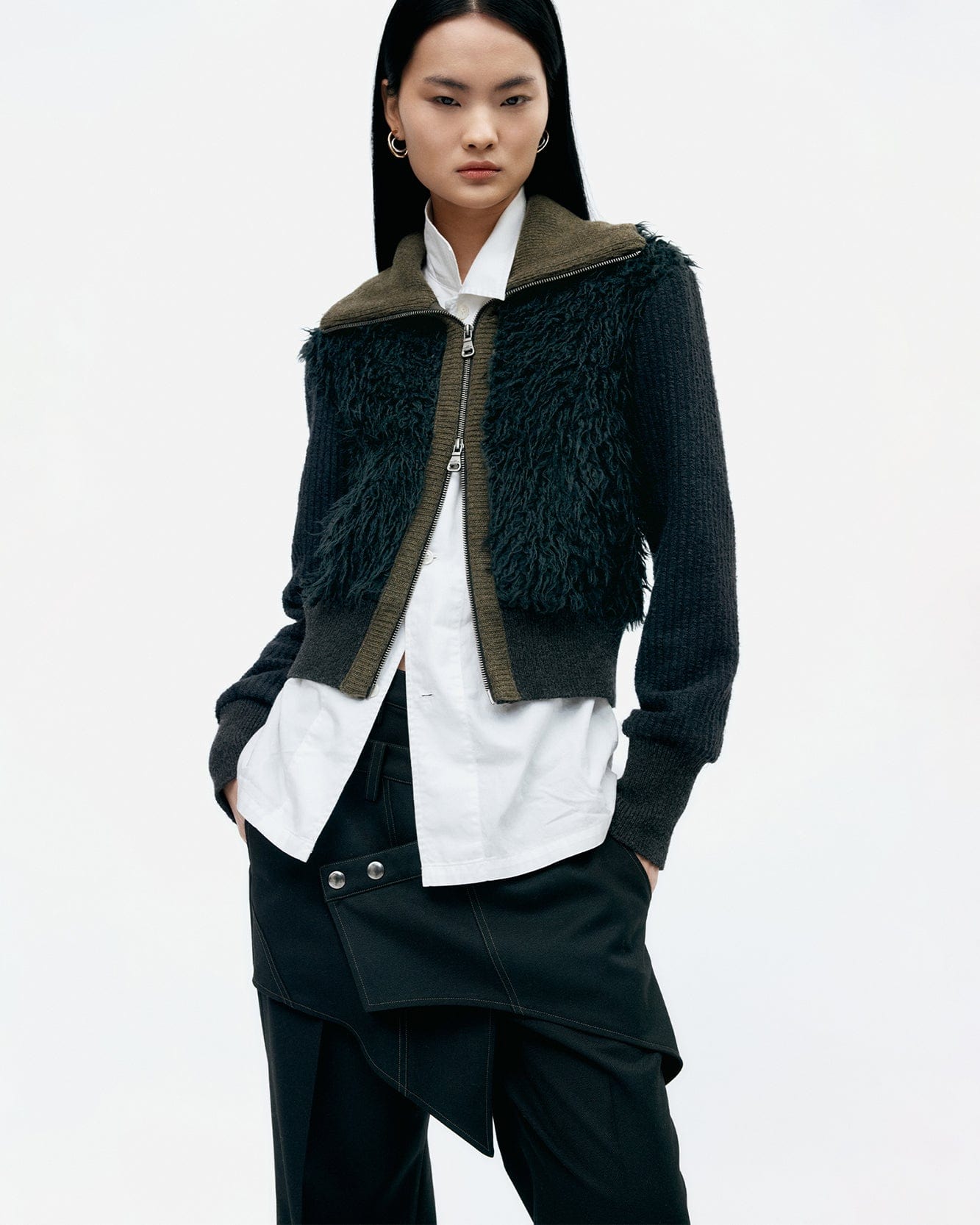 기타 FUR COMBO KNIT TOP atb1393w(BLACK)