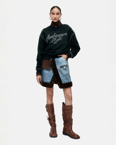 기타 FUR-EDGED DENIM PRINT SKIRT apa863w(BLUE)