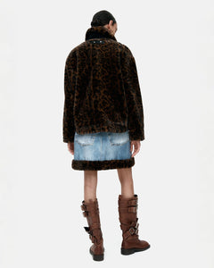 기타 FUR-EDGED DENIM PRINT SKIRT apa863w(BLUE)