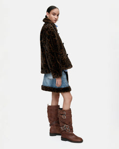 기타 FUR-EDGED DENIM PRINT SKIRT apa863w(BLUE)