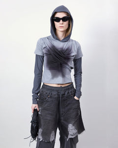 기타 GATHERED HOODIE JERSEY TOP atb1395w(GREY)