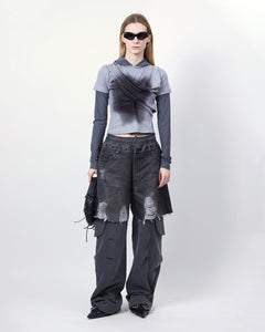 기타 GATHERED HOODIE JERSEY TOP atb1395w(GREY)
