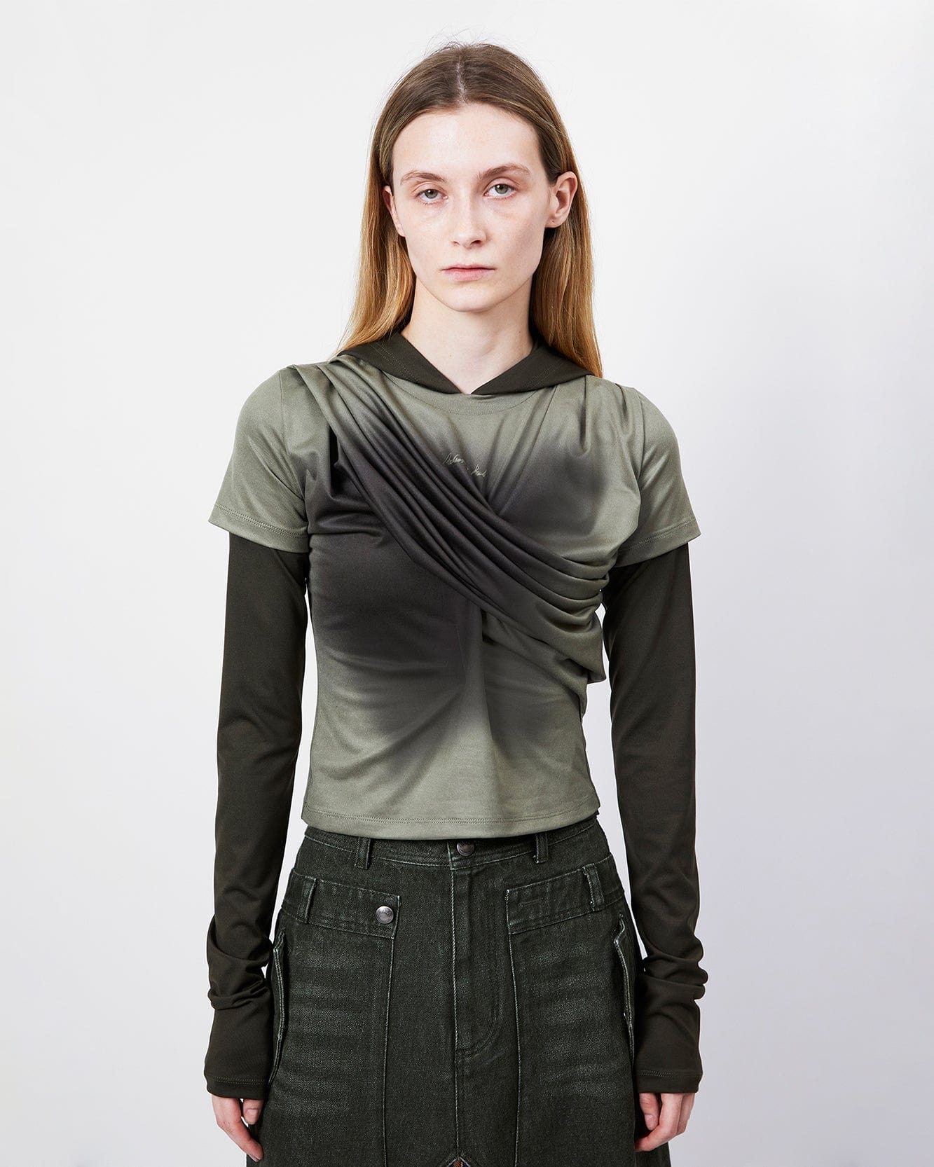 기타 GATHERED HOODIE JERSEY TOP atb1395w(KHAKI)