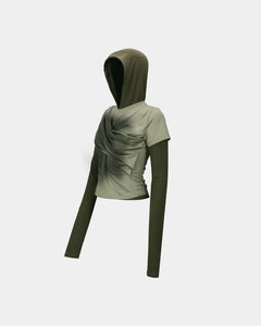 기타 GATHERED HOODIE JERSEY TOP atb1395w(KHAKI)