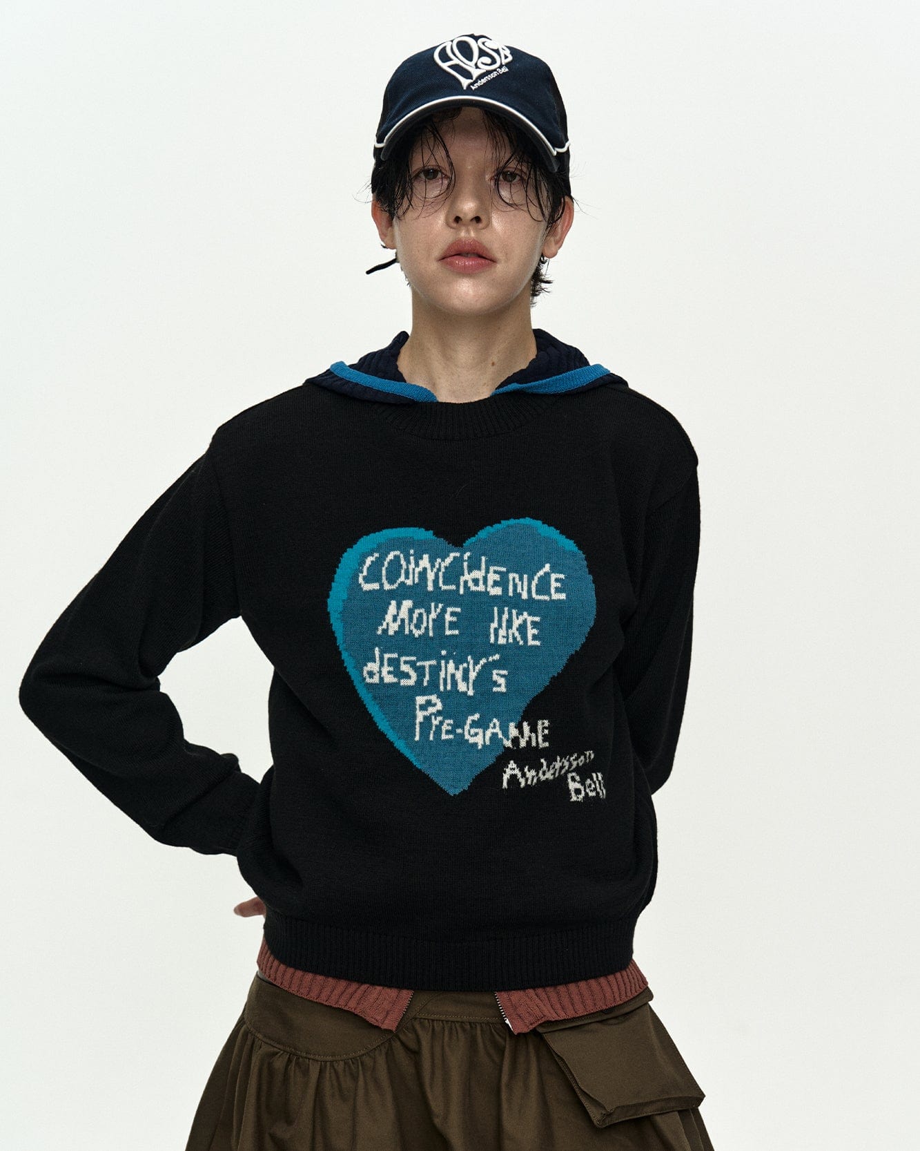 기타 GIRLS HEART MESSAGE CREW-NECK SWEATER atb1464w(BLACK)