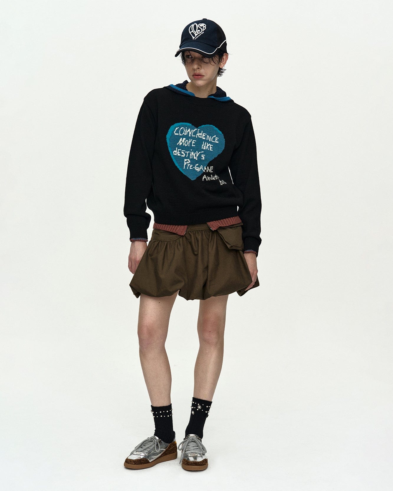 기타 GIRLS HEART MESSAGE CREW-NECK SWEATER atb1464w(BLACK)