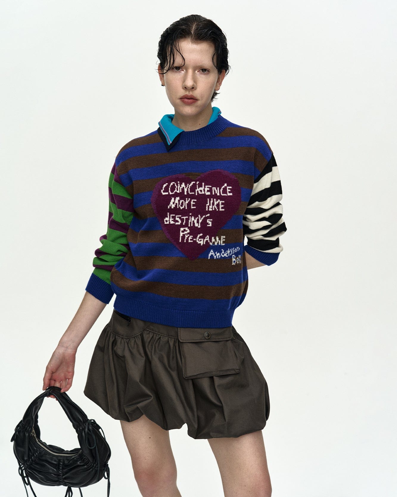 기타 GIRLS HEART MESSAGE CREW-NECK SWEATER atb1464w(BLUE/GREEN)