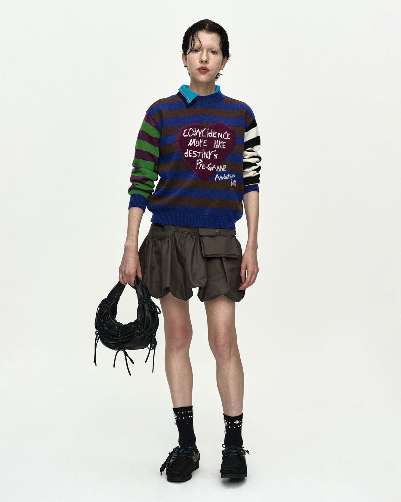 기타 GIRLS HEART MESSAGE CREW-NECK SWEATER atb1464w(BLUE/GREEN)